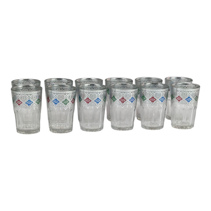 Vaso de Cristal Decorado para Té Árabe - Estilo Azul y Dorado Oriental