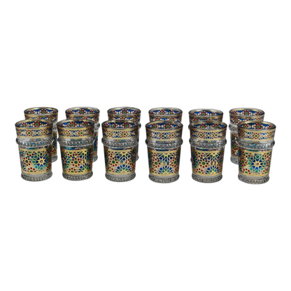 Vaso de Cristal Decorado para Té Árabe - Estilo Marrón Dorado Real