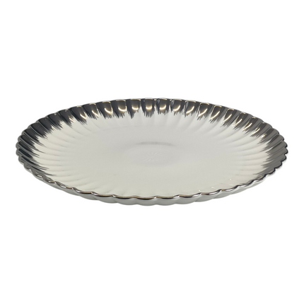 🏷 Prato decorativo em cerâmica Ø31,5 cm – Design elegante com rebordo metálico