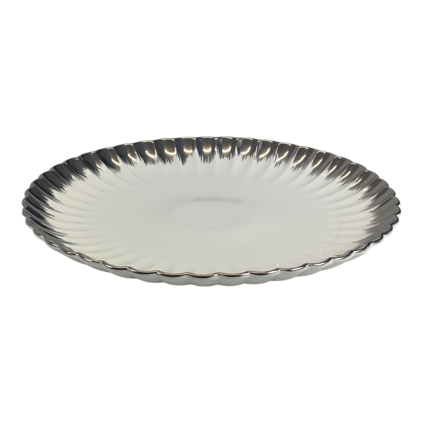 🏷 Plato Decorativo de Cerámica Ø31,5 cm – Diseño Elegante con Borde Metalizado