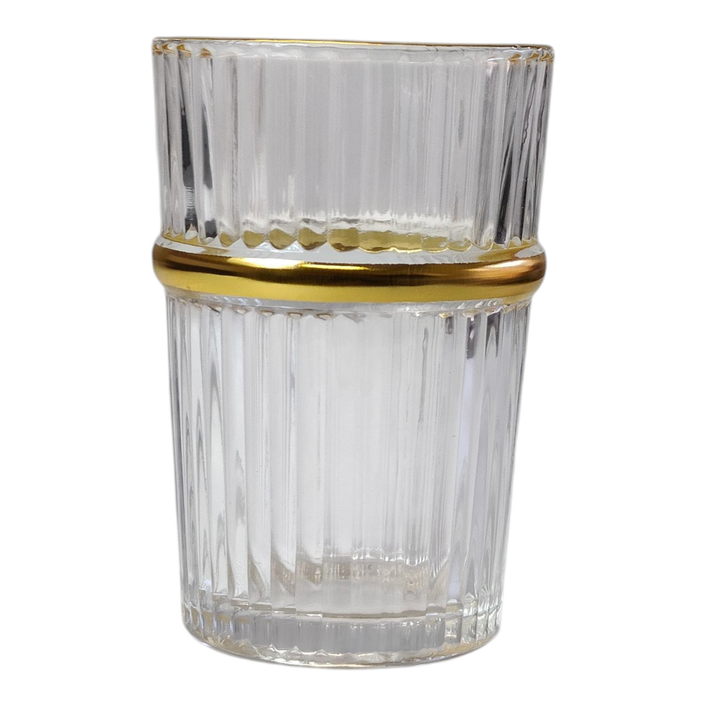 Vasos de Té Marroquí de Cristal Acanalado | Borde Dorado