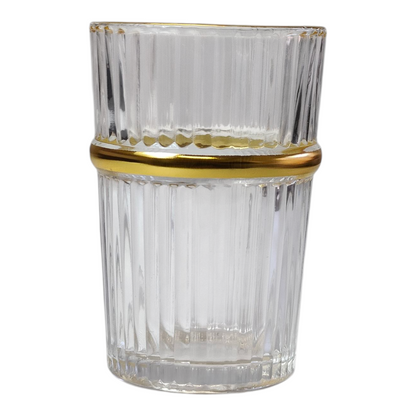 Vasos de Té Marroquí de Cristal Acanalado | Borde Dorado