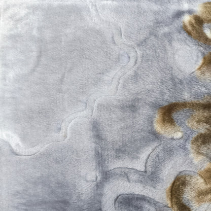 Manta de Felpa Color gris con flores - Extra Suave y Cálida para Invierno (200x230 cm, 4,5 kg)