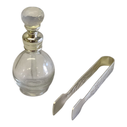 Set Árabe de Incienso y Perfume Plateado — Bandeja de Cristal y Metal de Lujo