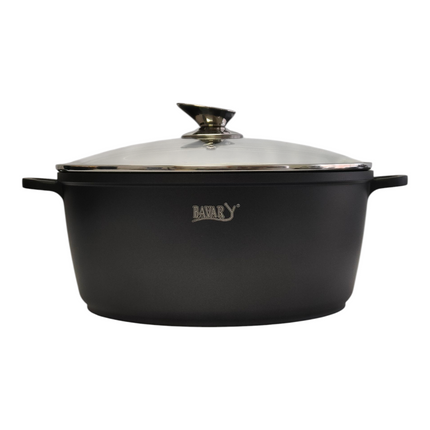 Panela antiaderente Bawary com tampa de vidro — 30 cm — Adequada para todos os tipos de fogão