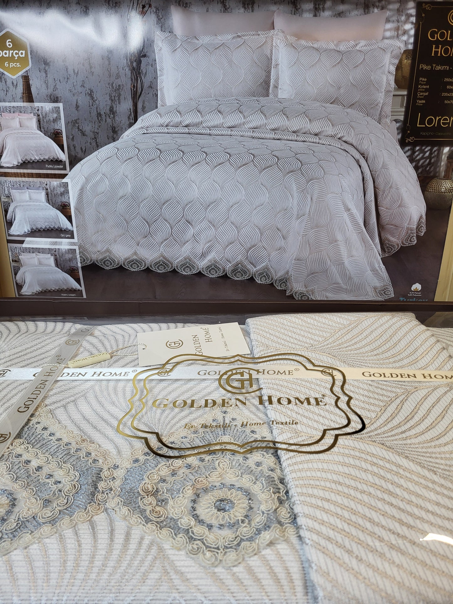 Juego de Cama de Lujo "Loren" – Diseño Moderno y Elegante para tu Dormitorio - COLOR GRIS