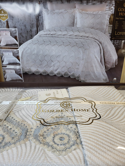 Juego de Cama de Lujo "Loren" – Diseño Moderno y Elegante para tu Dormitorio - COLOR GRIS