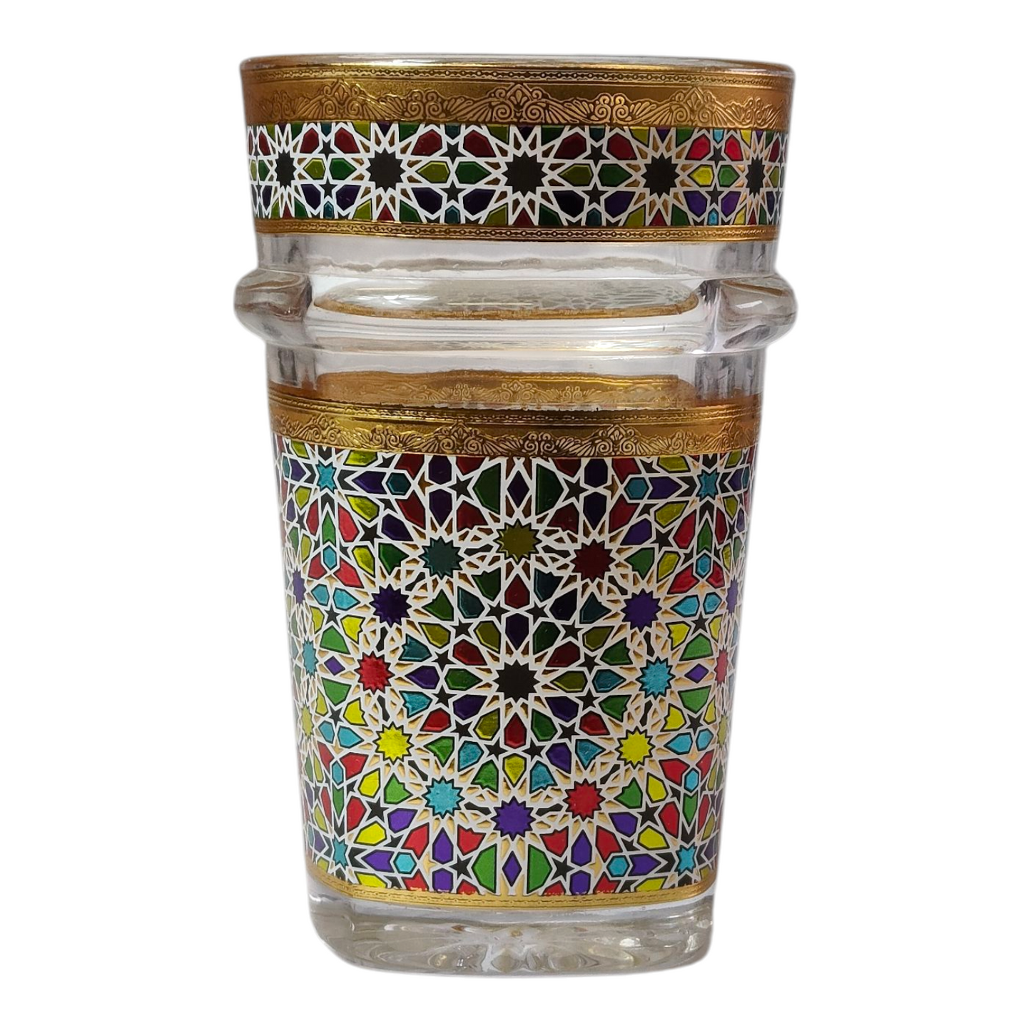Vasos de Té Marroquí de Cristal Decorado | Borde Dorado