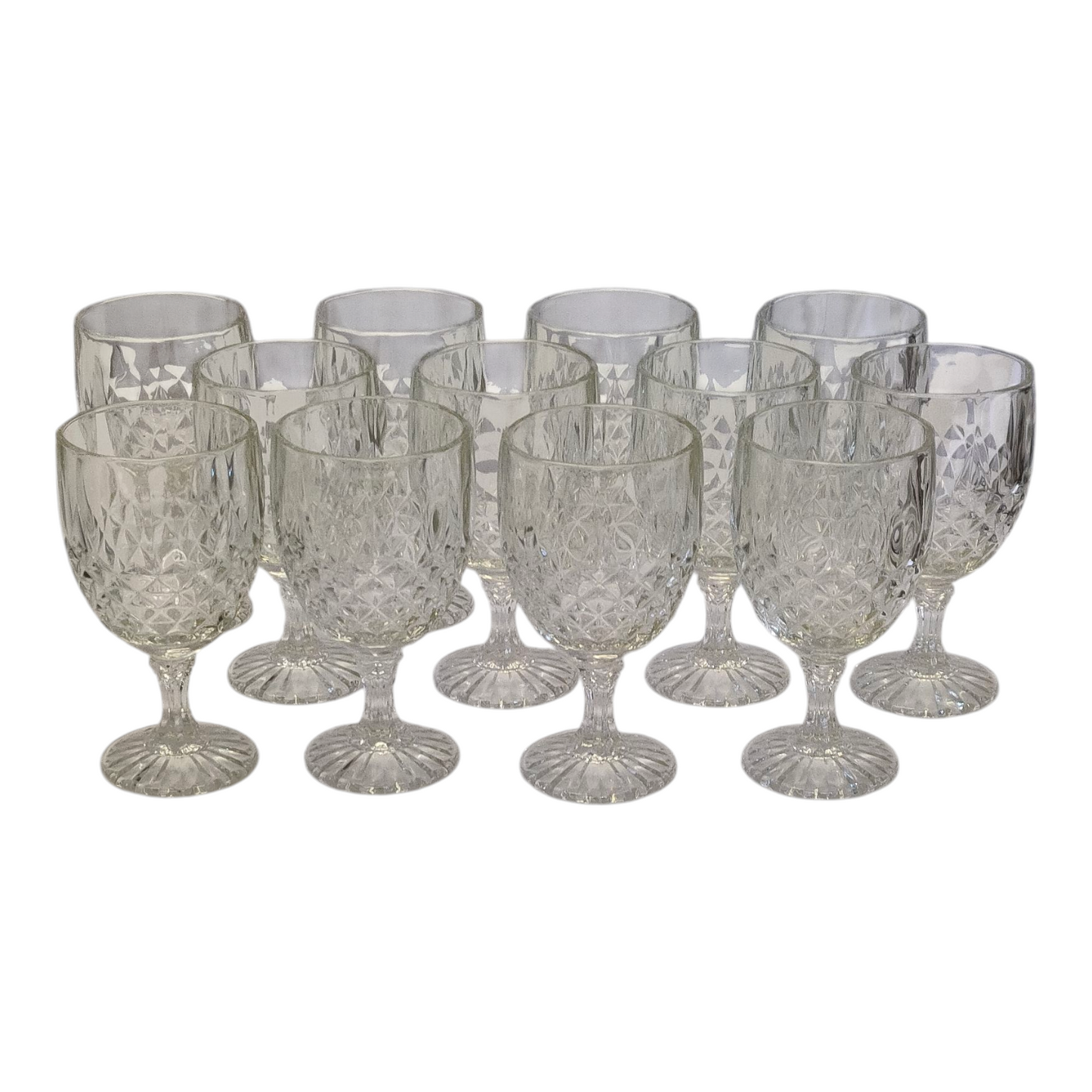 Juego de 12 Copas de Vidrio Tallado – Estilo Vintage para Agua, Vino y Refrescos