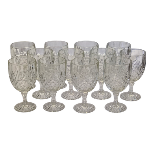 Juego de 12 Copas de Vidrio Tallado – Estilo Vintage para Agua, Vino y Refrescos