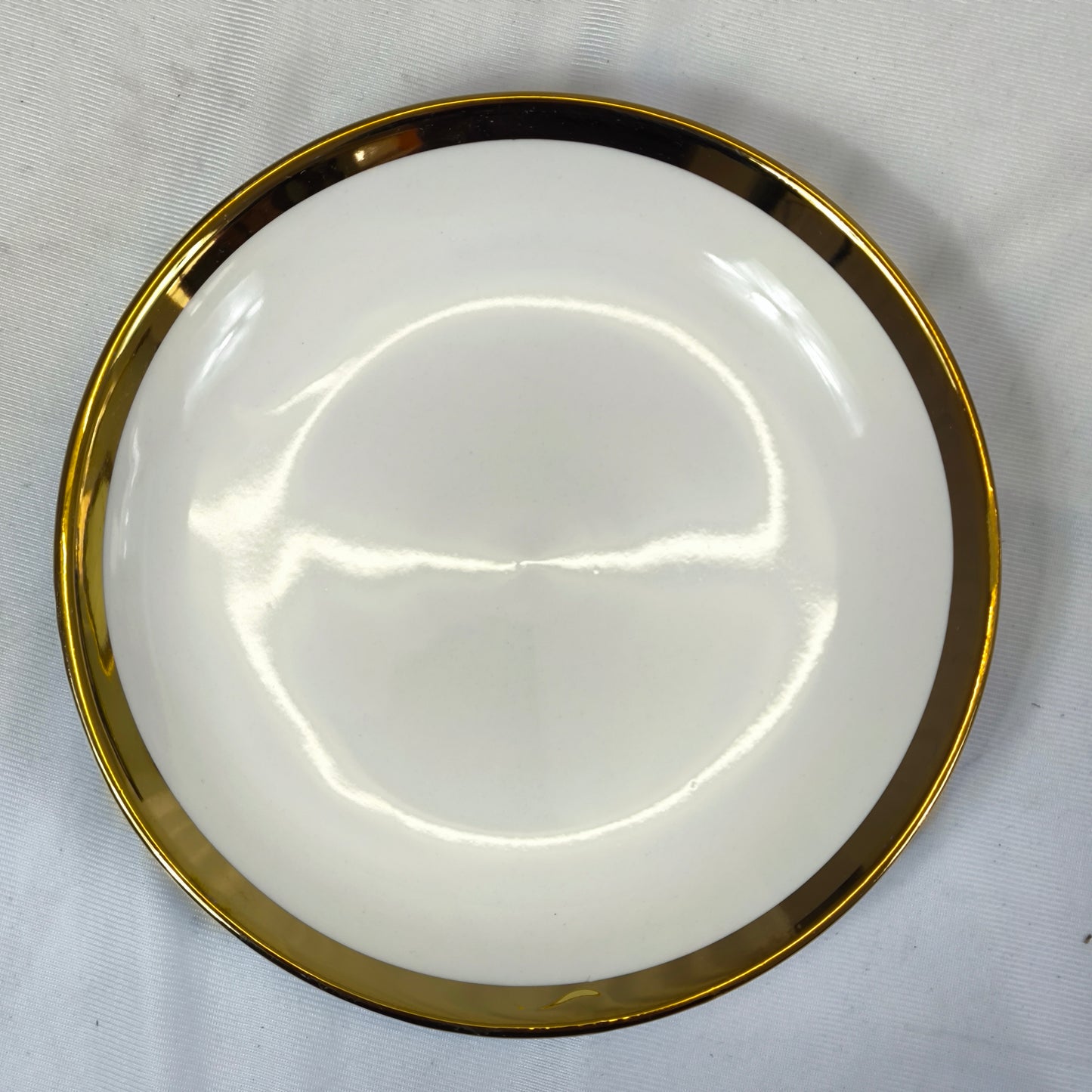 Juego de Sopera con 6 Tazones y Platillos de Porcelana Blanca con Borde Dorado 2,7L