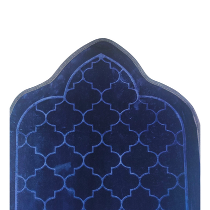 Alfombra de Rezo Sajjada Azul Marino con Flecos Dorados