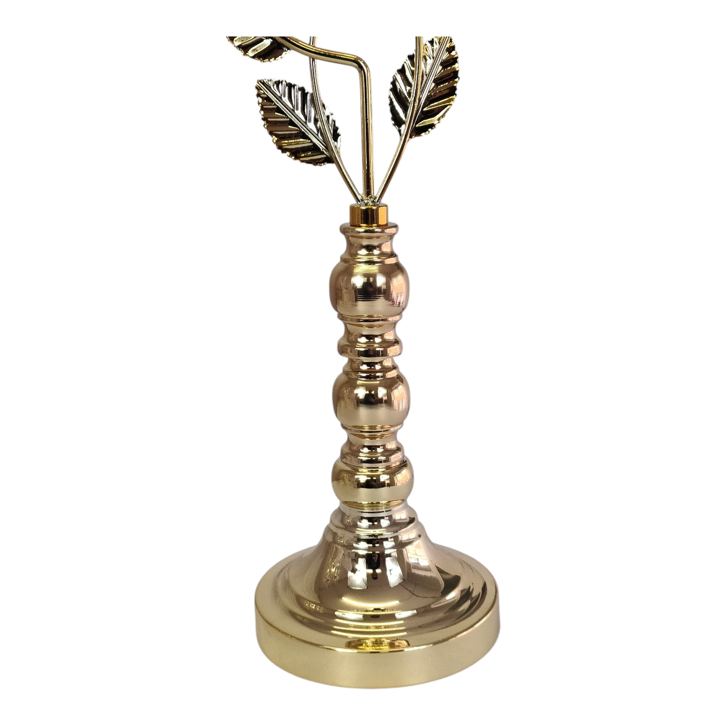 Portavelas de Cristal y Metal Dorado con Diseño Floral Decorativo