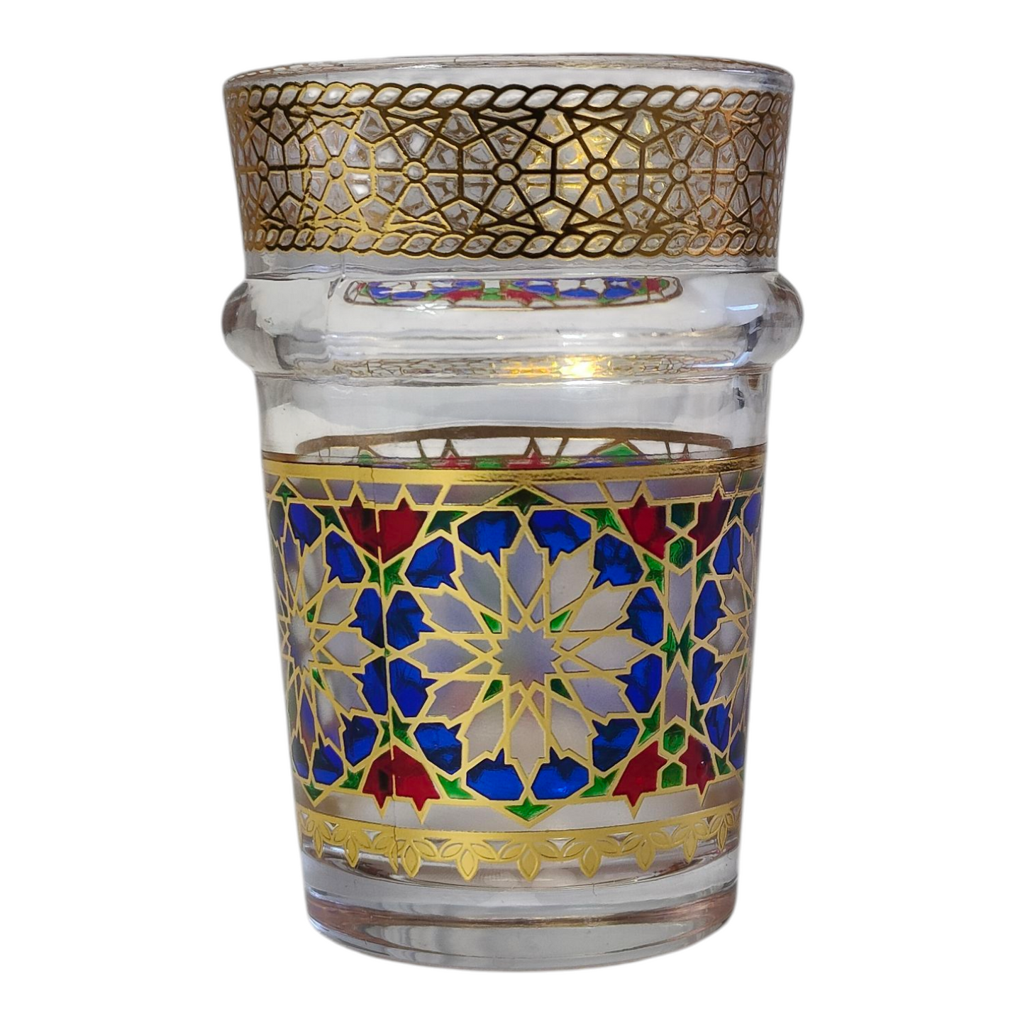 Pack x12 – Vasos de Té Marroquí | Cristal Decorado con Filigrana Dorada estilo Zellige