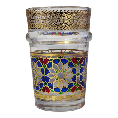 Pack x12 – Vasos de Té Marroquí | Cristal Decorado con Filigrana Dorada estilo Zellige