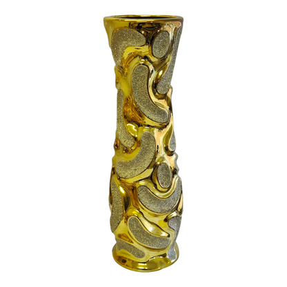 🪞Jarrón Decorativo Dorado con Relieves Abstractos – 60cm
