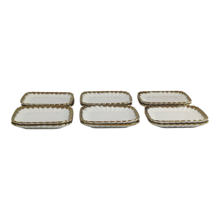 🏷️ Set of 12 Square Porcelain Plates with Elegant Gold Rim 14.9cm x 14.9cm