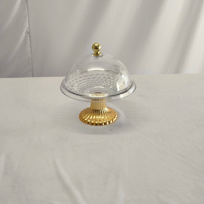 Sino decorativo em plástico transparente com base dourada – Estilo elegante