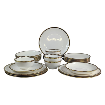 24-Piece Dinnerware Set with Gold Rim – Classic Elegance for 6 People