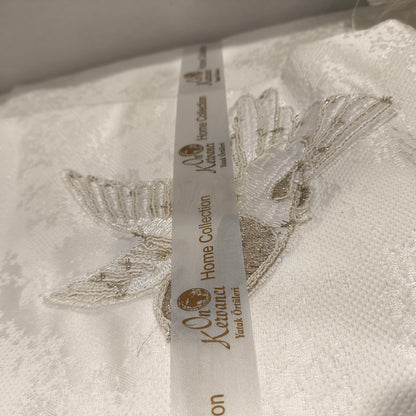 Set de Cama de Lujo Bordado Floral 11 Piezas – Crema y Visón