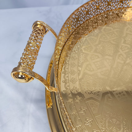 Bandeja Decorativa Dorada con Asas – 45 cm | Bandeja Elegante para Servir y Decorar