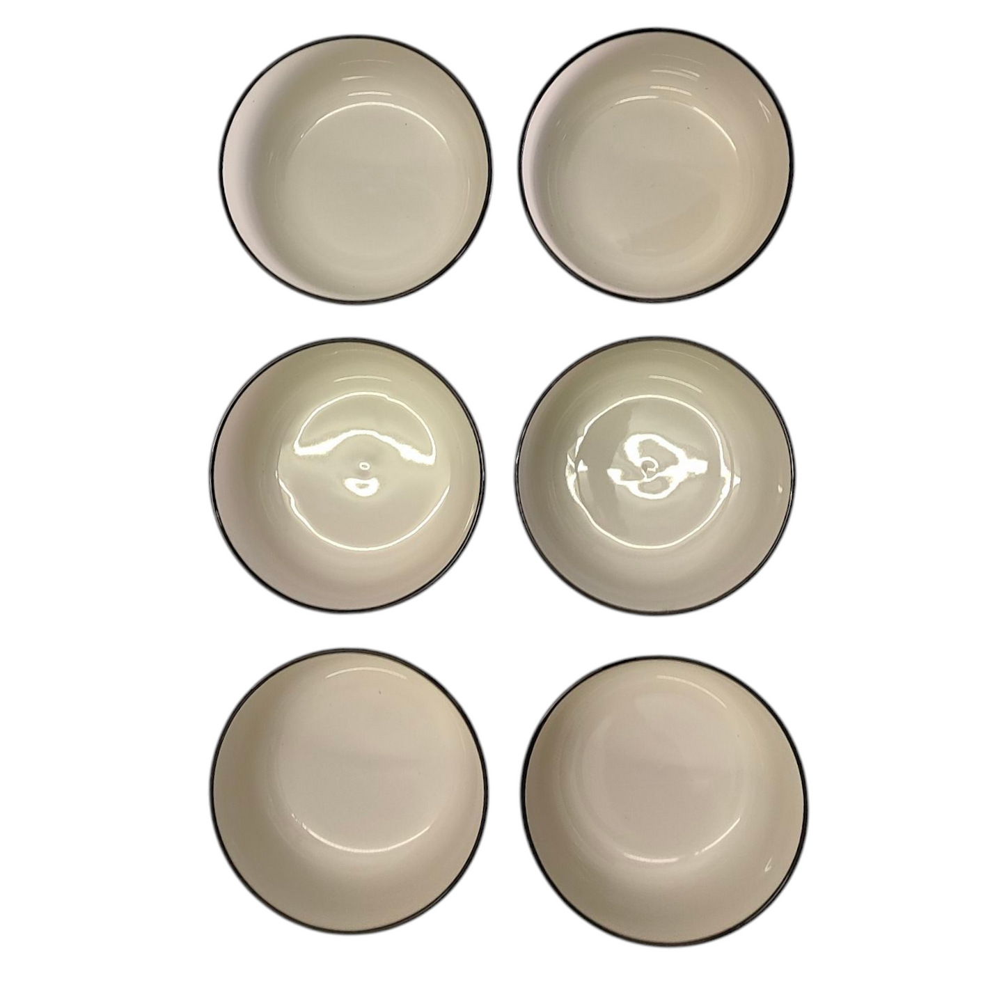 Set de 6 Cuencos de Cerámica Blanca con Borde Negro – Multiuso para mesa y cocina