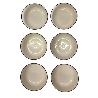 Set de 6 Cuencos de Cerámica Blanca con Borde Negro – Multiuso para mesa y cocina