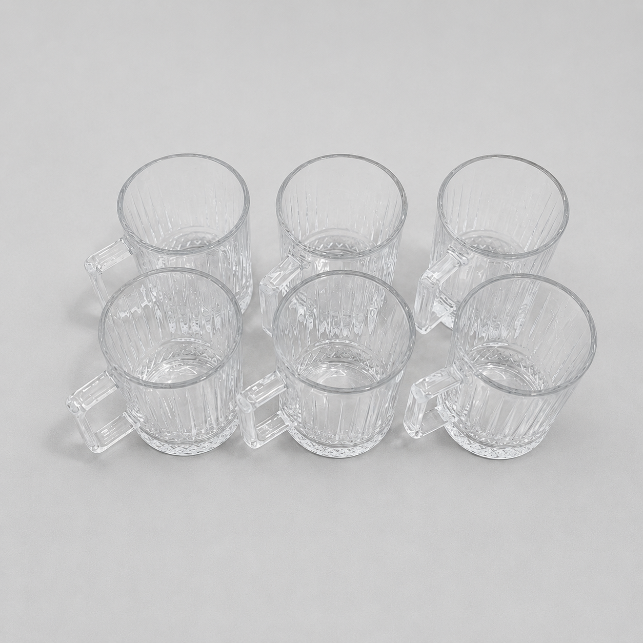 Set de 6 Tazas de Cristal con Asa – Diseño Elegante para Zumos, Café, Té e Infusiones