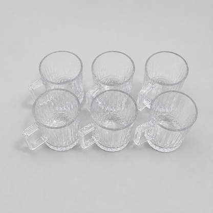 Set de 6 Tazas de Cristal con Asa – Diseño Elegante para Zumos, Café, Té e Infusiones