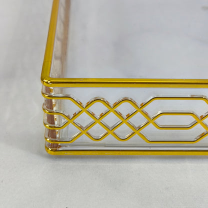 Bandeja Decorativa Rectangular Dorada con Base de PLASTICO Elegante