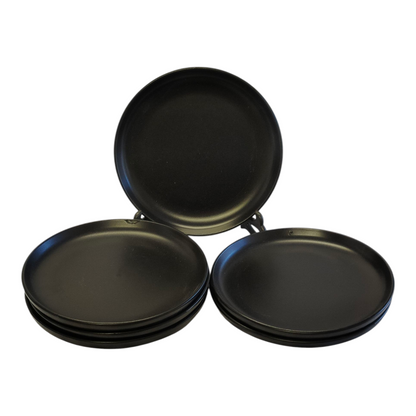 Juego de Vajilla de 24 Piezas — Gres Negro Mate