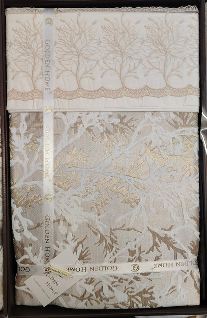 Juego de Cama para Ajuar "Torino" – Sofisticación Natural en tu Dormitorio - COLOR CAPUCHINO