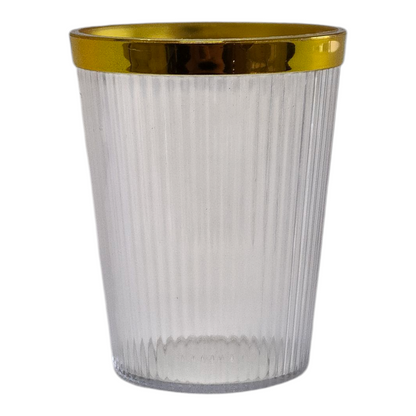 🥂 Set de Jarra con 6 Vasos de Plástico Transparente con Borde Dorado — Estilo y Comodidad ✨