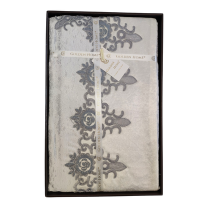 Juego de Cama de Lujo "Vicenza" – Elegancia Clásica con Estilo Barroco - COLOR GRIS