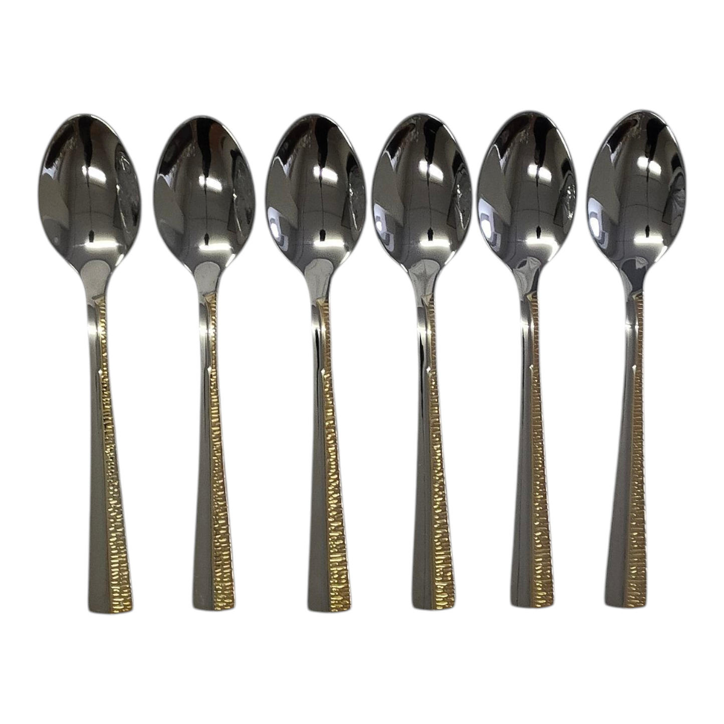 Set de 6 Cucharillas de Café – Acero Inoxidable con Detalle Dorado | Acabado Espejo
