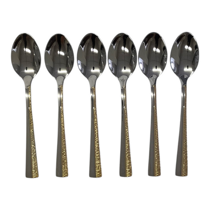 Set de 6 Cucharillas de Café – Acero Inoxidable con Detalle Dorado | Acabado Espejo