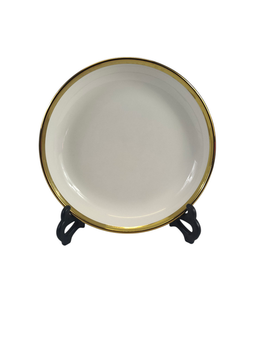 🏷 Plato Hondo de Cerámica Ø20 cm – Borde Dorado Elegante