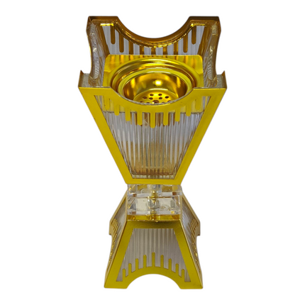 Queimador de incenso árabe de cristal dourado — Design luxuoso para bakhoor e resinas