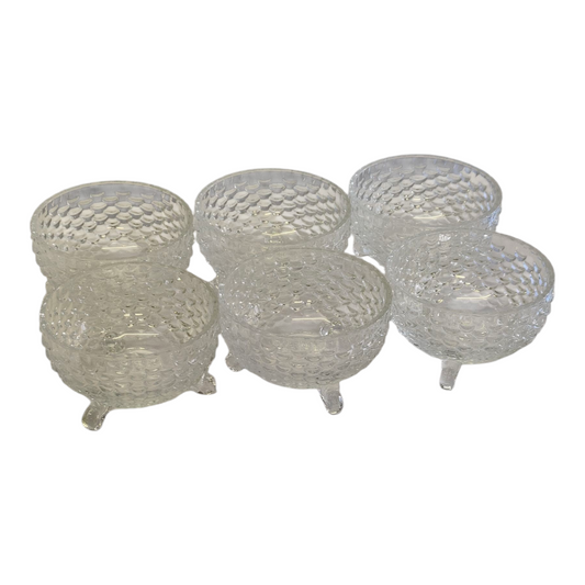 🍨 Cuenco de Cristal con Patas – Diseño Vintage Texturizado | Ideal para Postres y Aperitivos