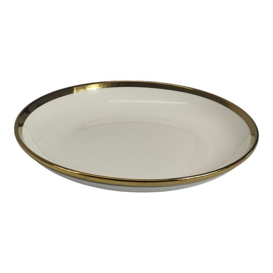🏷 Plato Hondo de Cerámica Ø23 cm – Borde Dorado Elegante
