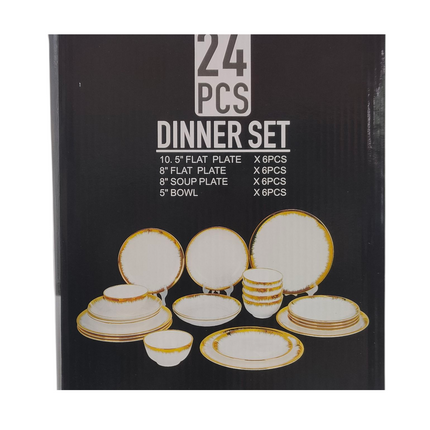 ✨ 24-Piece Dinnerware Set with Gold Rim ✨