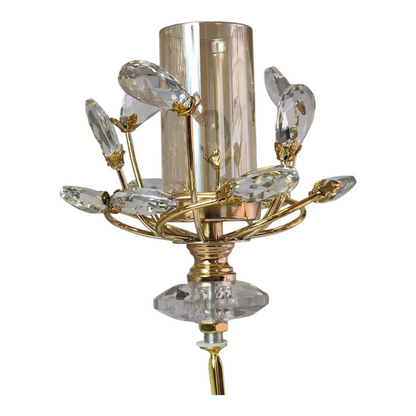 Candelabro de Cristal y Metal Dorado con 5 Brazos — Diseño de Lujo y Elegancia