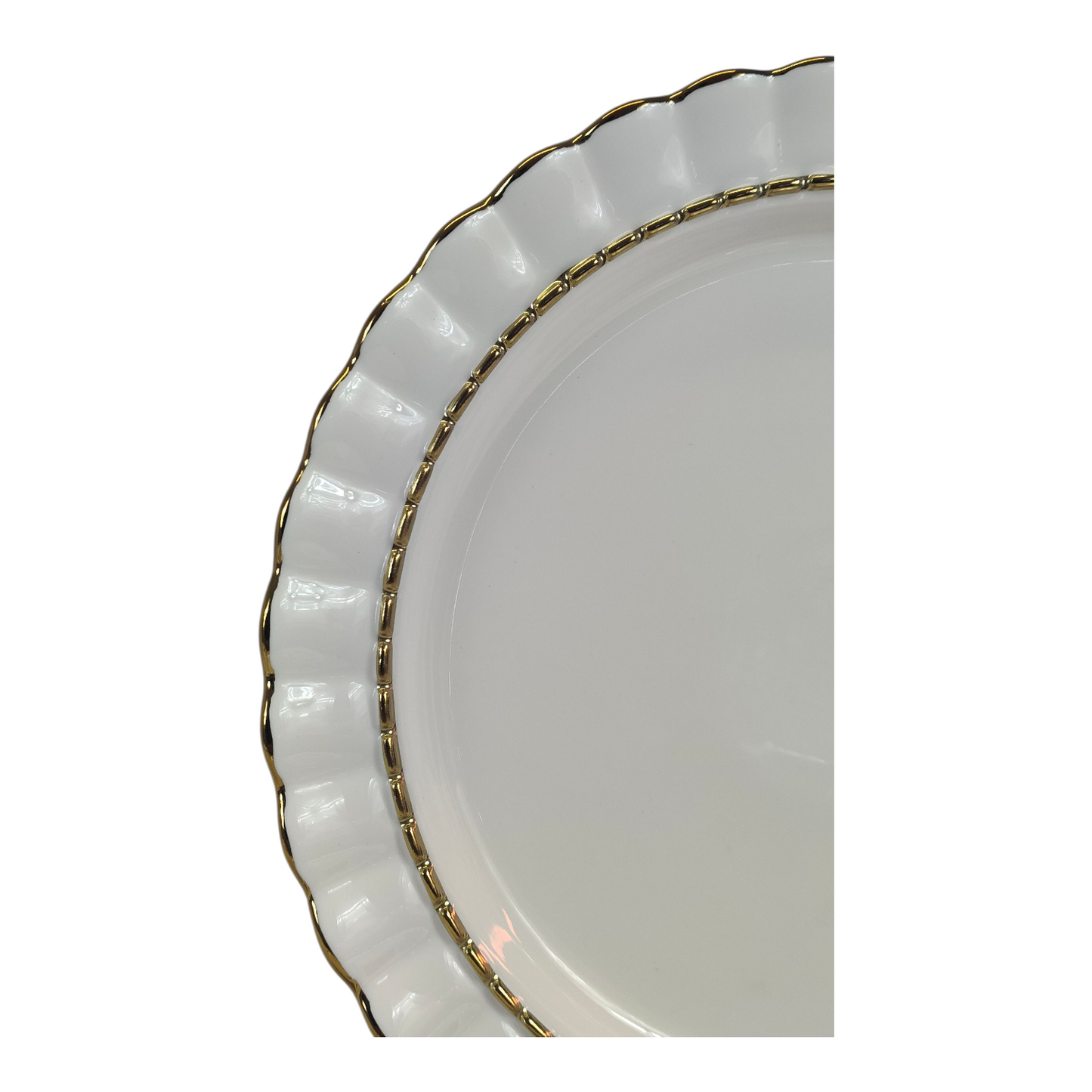 🏷 Plato de Cerámica Ø27,6 cm – Diseño Elegante con Borde Dorado y Relieve