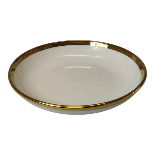 Plato Decorativo Blanco con Borde Dorado – 17,5 cm