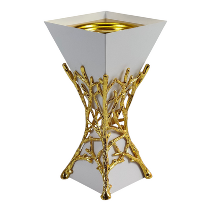 Quemador de Incienso Árabe Blanco y Dorado — Diseño de Lujo con Base de Ramas