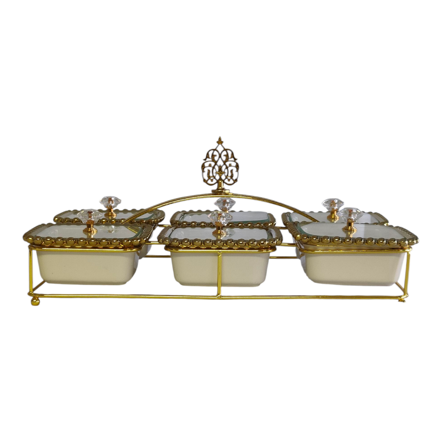 🍯 Set de Condimenteros de 6 Piezas con Bandeja Dorada — Elegancia y Funcionalidad en tu Mesa ✨