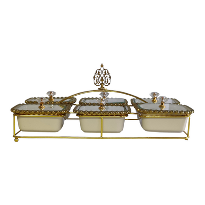 🍯 Set de Condimenteros de 6 Piezas con Bandeja Dorada — Elegancia y Funcionalidad en tu Mesa ✨
