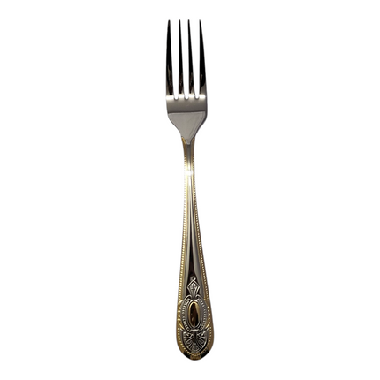 Set de 6 Tenedores de Mesa – Acero Inoxidable con Grabado y Borde Dorado
