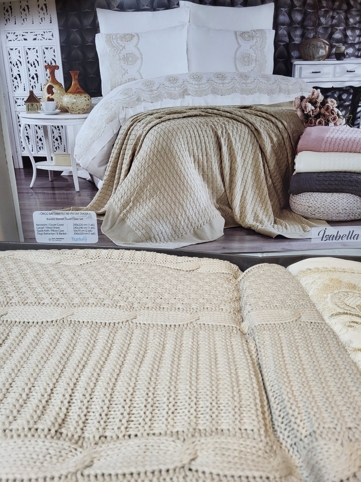 Juego de Cama "Isabella" – Sábanas con Manta de Punto para un Estilo Sofisticado