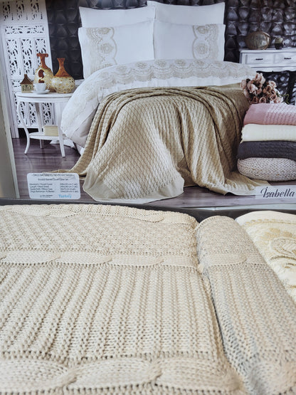 Juego de Cama "Isabella" – Sábanas con Manta de Punto para un Estilo Sofisticado